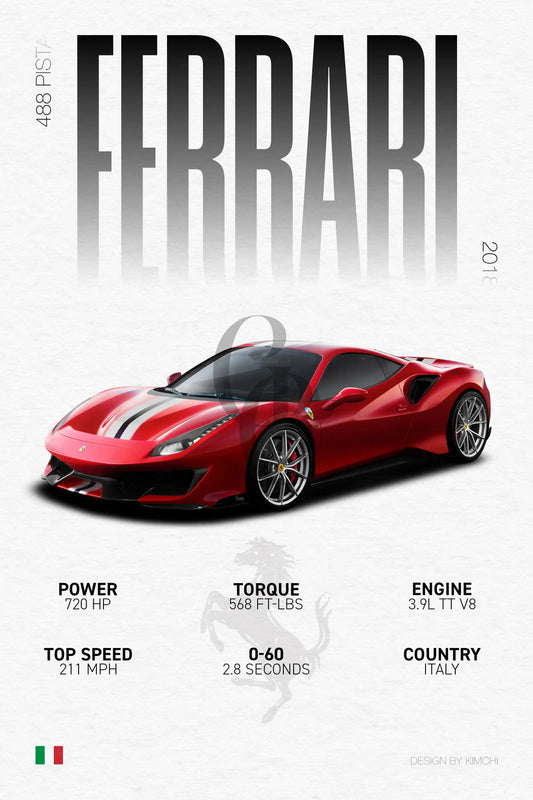 Ferrari 488 Pista | Grid Gallery Poster